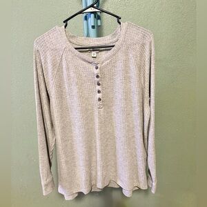 Sonoma Light Gray Long Sleeve Henley Top